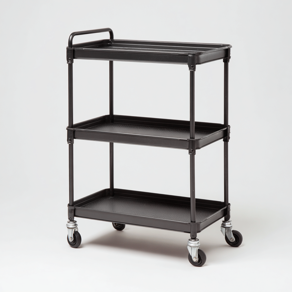 Carrito de cocina metálico 85x45x35 cm - negro - diseño funcional-Javoraiahouse
