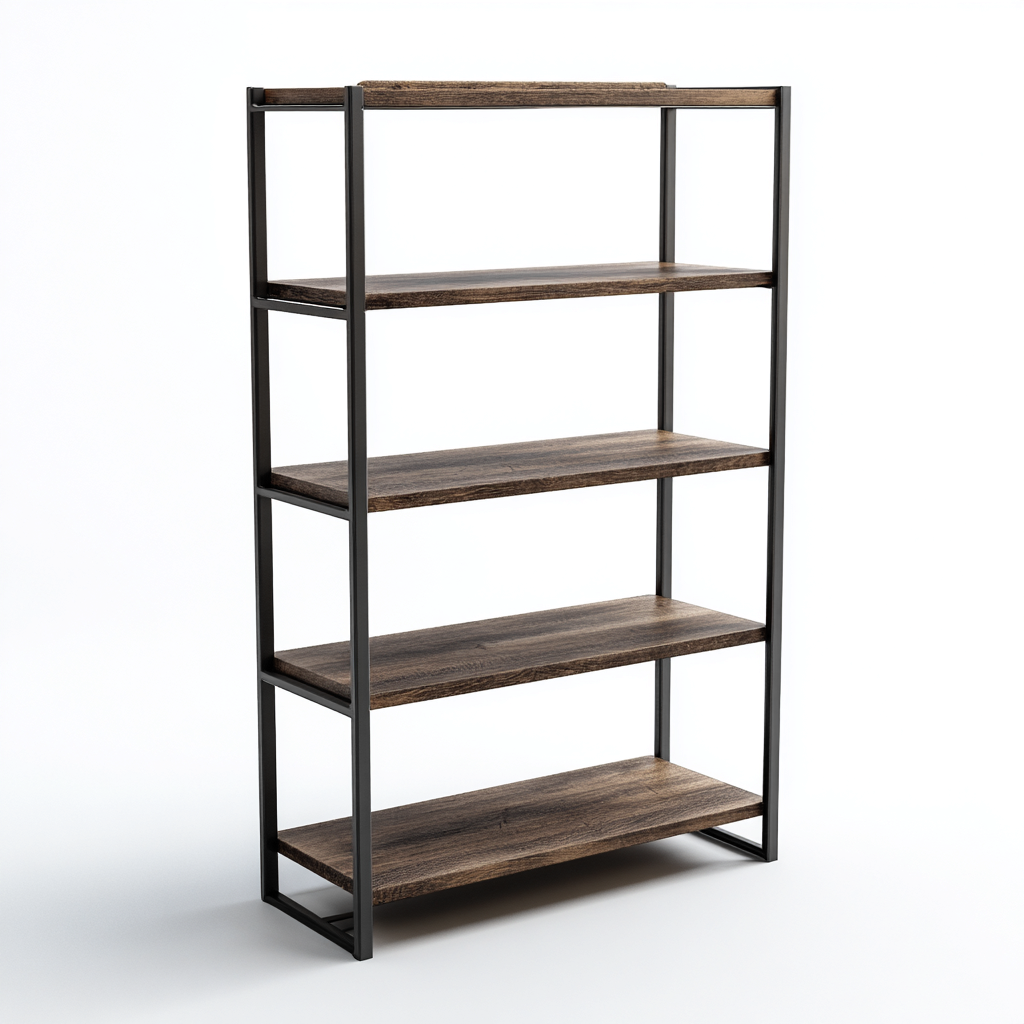 Estanterías metal madera 60x30x150 cm - diseño industrial - para sala de estar-Javoraiahouse