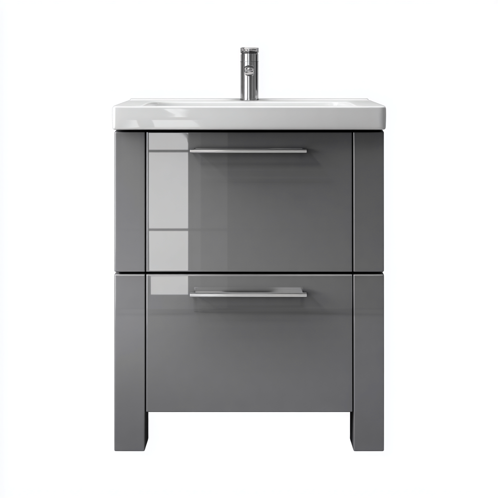 Muebles de baño con lavabo MDF 76x44x86 cm - gris-blanco - diseño moderno-Javoraiahouse