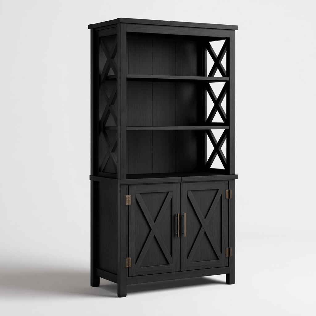 Estanterías madera 90x40x190 cm - negro - diseño rústico-Javoraiahouse