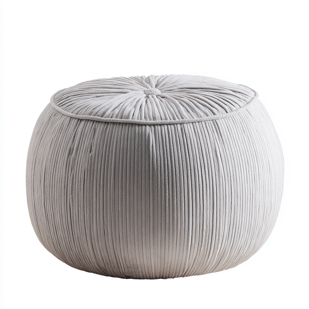 Reposapiés tapizado tejido plisado 48x48x42 cm - gris claro - diseño moderno para salón-Javoraiahouse