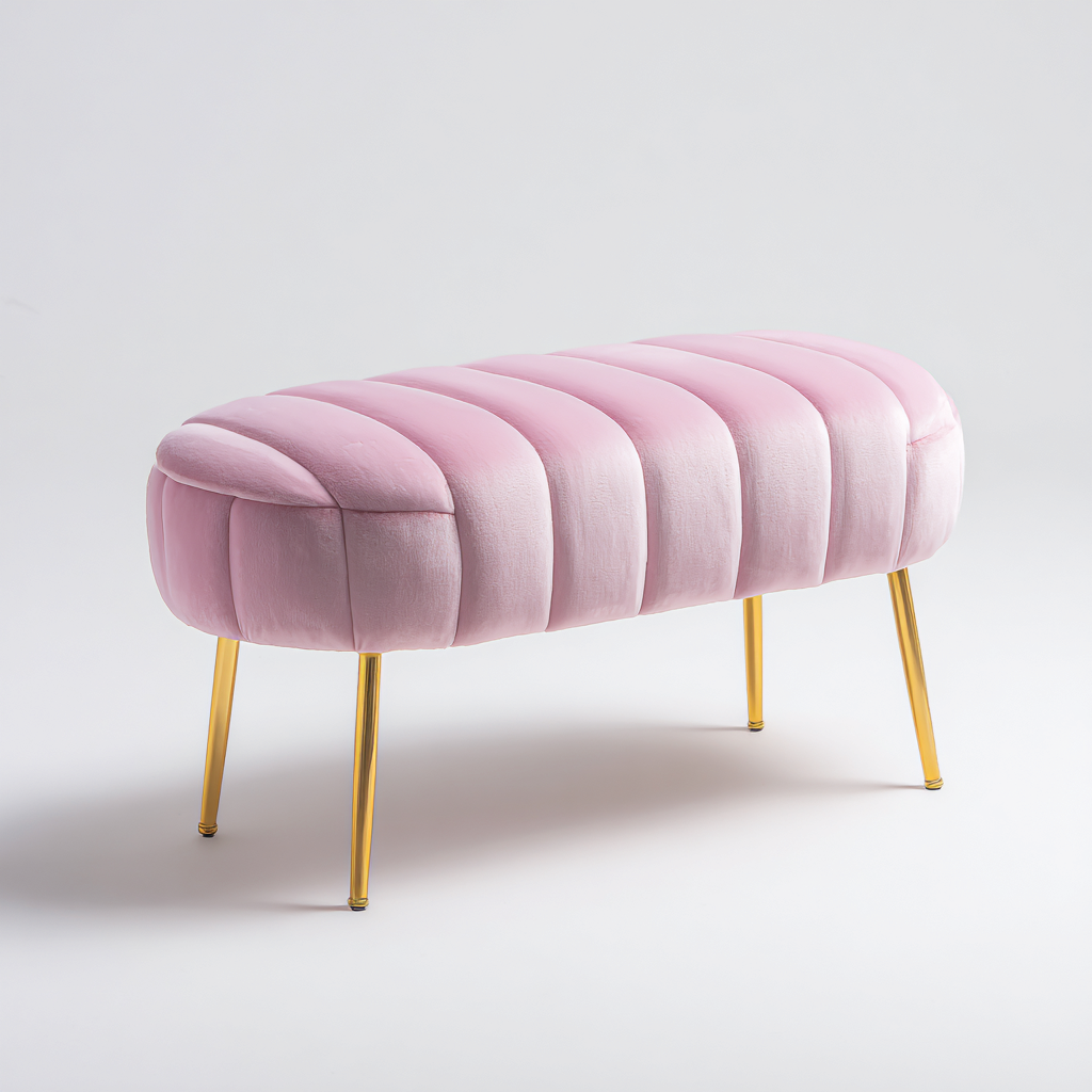 Bancos de dormitorio tapizado terciopelo 90x38x46 cm - rosa - diseño elegante-Javoraiahouse