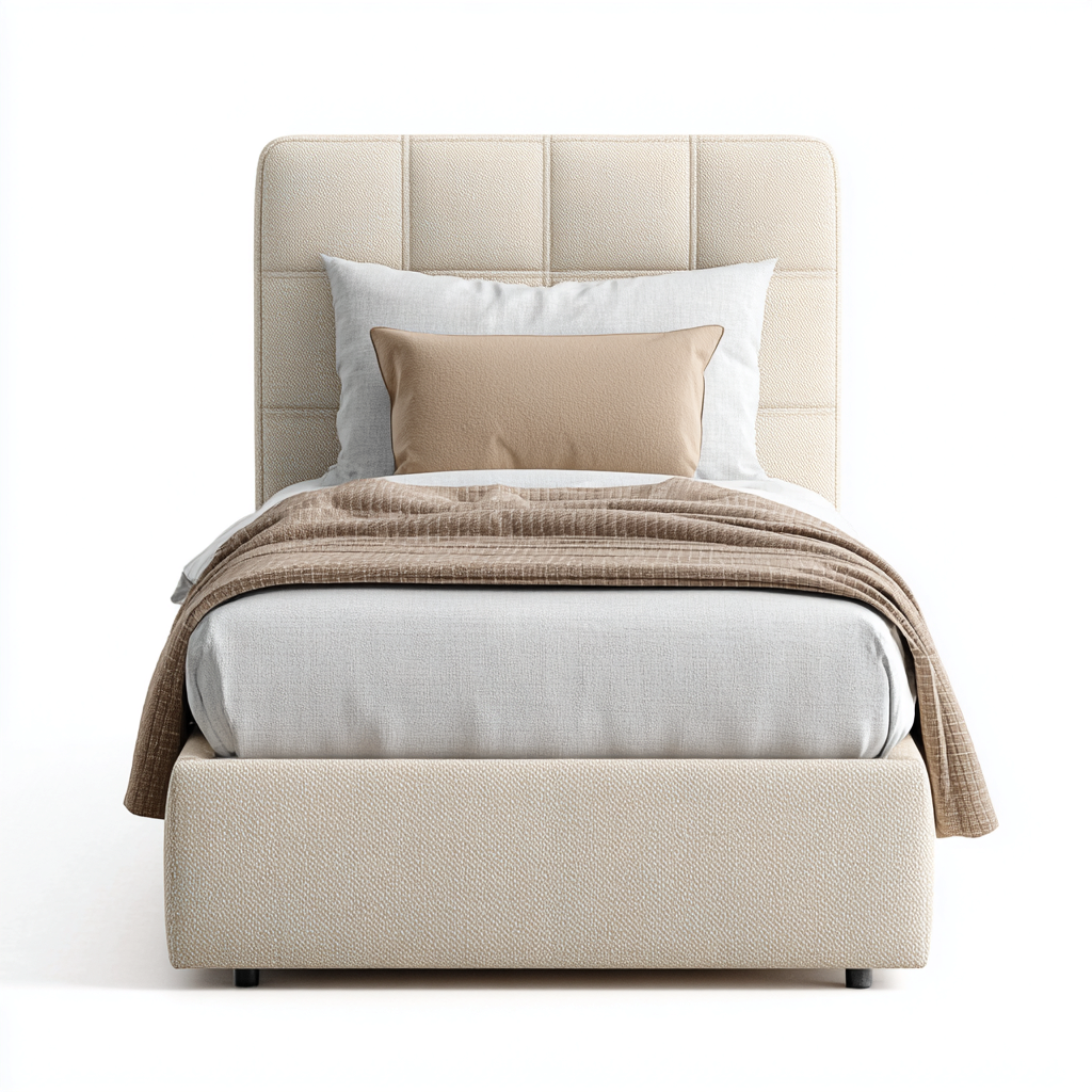 Camas individuales tapizadas 210x105x110 cm - beige - diseño moderno con cabecero acolchado-Javoraiahouse