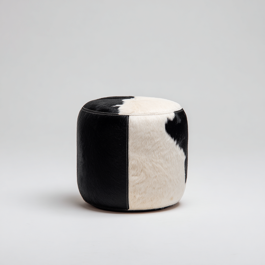Reposapiés tapizado 40x40x45 cm - negro-blanco - diseño moderno para salón-Javoraiahouse