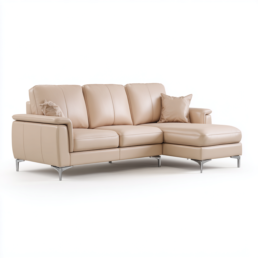 Sofá rinconero cuero 258x168x90 cm - beige - diseño contemporáneo-Javoraiahouse