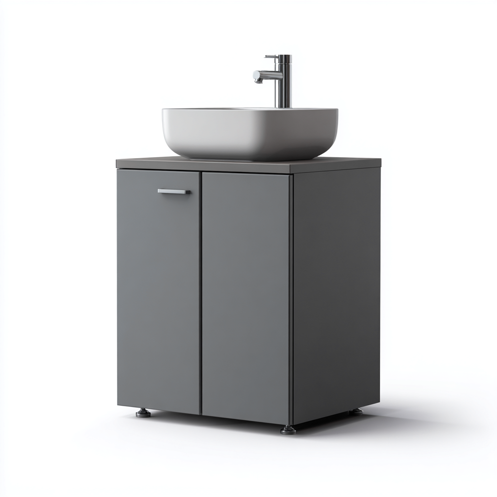 Muebles de baño con lavabo MDF 62x40x84 cm gris diseño minimalista-Javoraiahouse