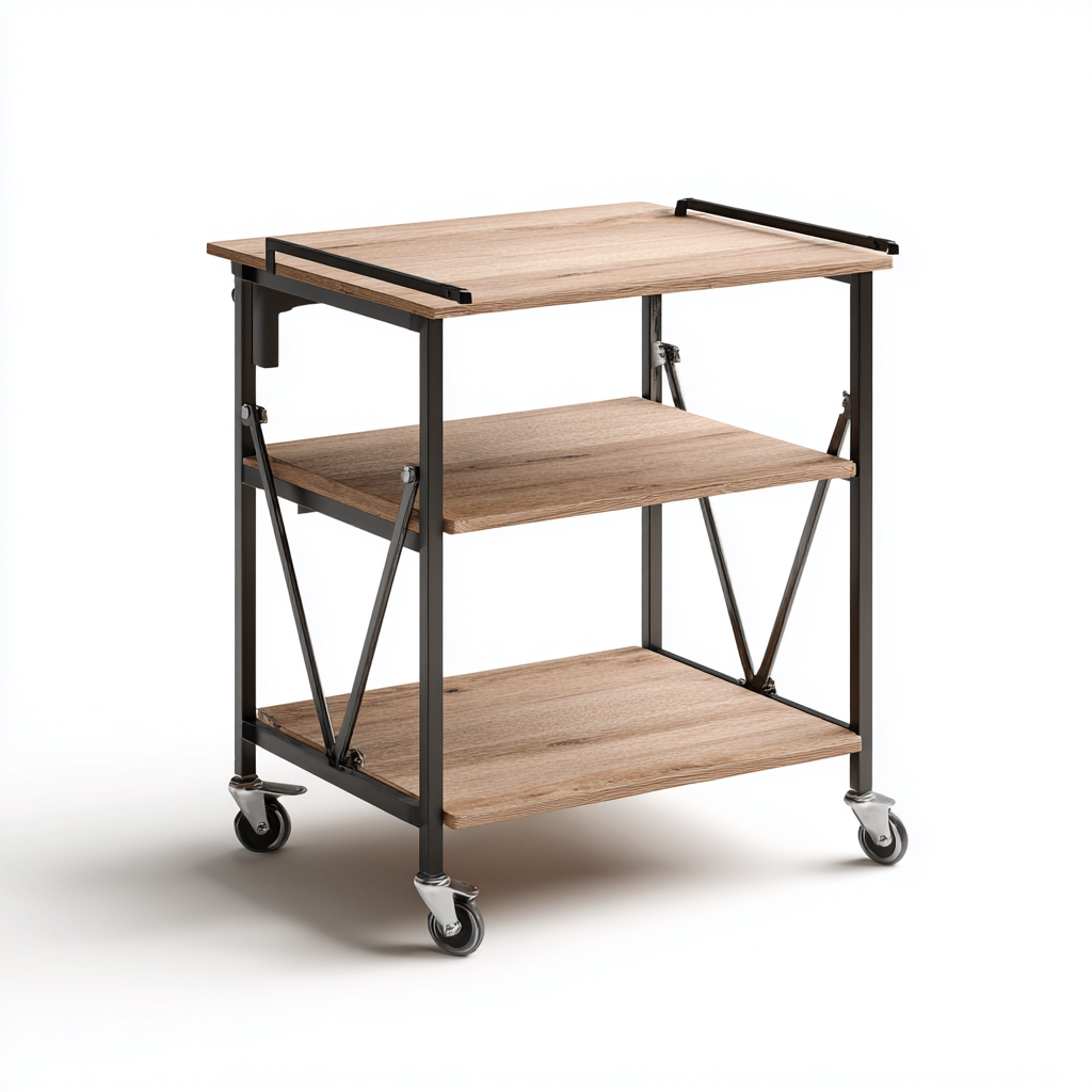 Carrito de cocina madera metal 70x45x85 cm madera-negro - para cocina - diseño industrial-Javoraiahouse