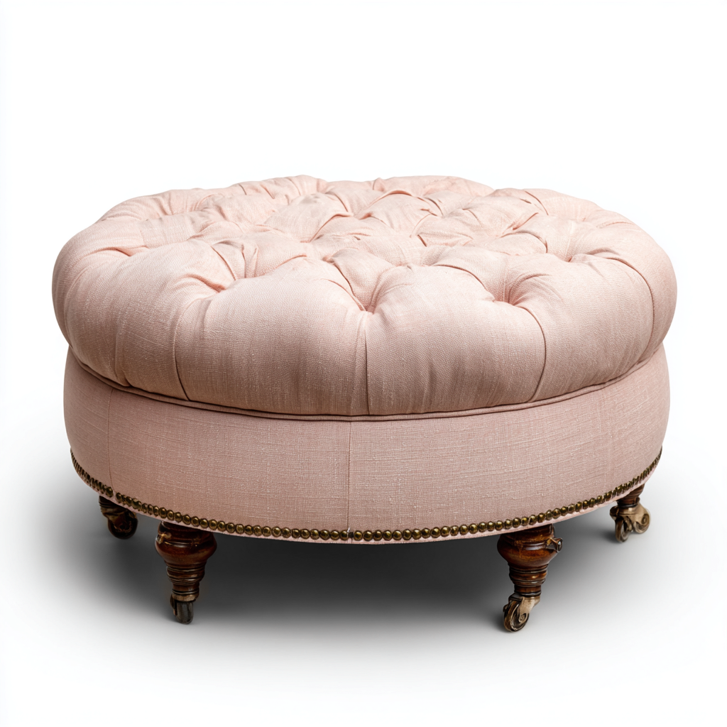 Reposapiés tapizado 70x70x45 cm - rosa - diseño clásico-Javoraiahouse