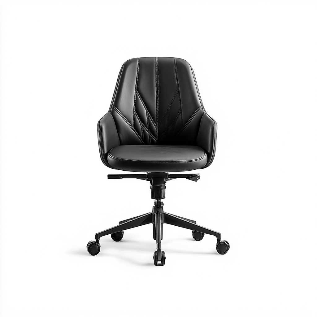 Sillas de oficina tapizadas en piel sintética 60x58x89 cm - negro - diseño moderno ajustable-Javoraiahouse