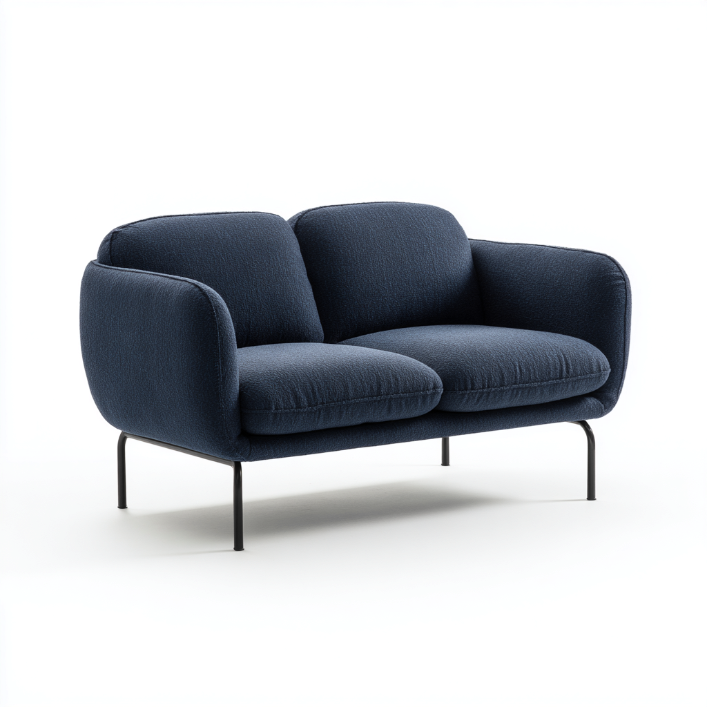 Sofá de 2 plazas tela 155x88x82 cm - azul oscuro - diseño minimalista-Javoraiahouse
