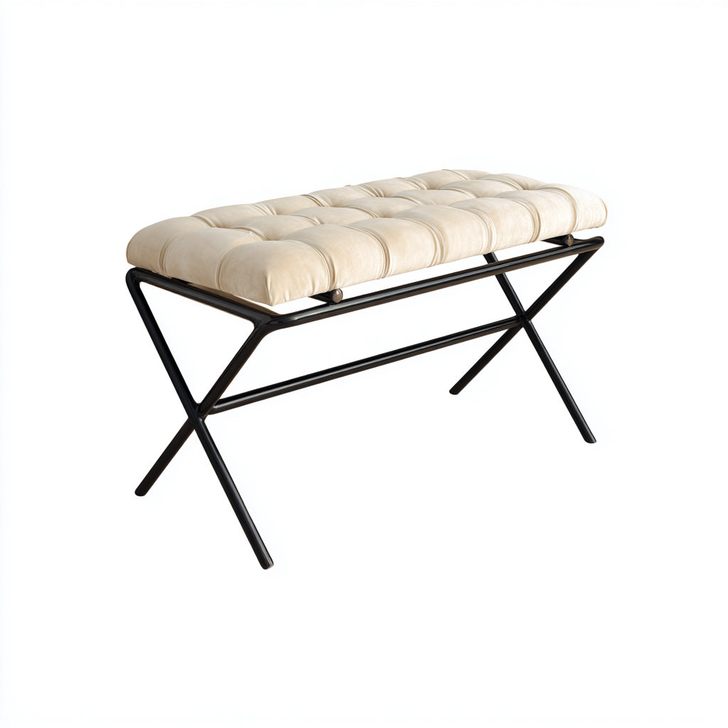 Bancos de dormitorio tapizado 75x42x48 cm beige - diseño moderno-Javoraiahouse