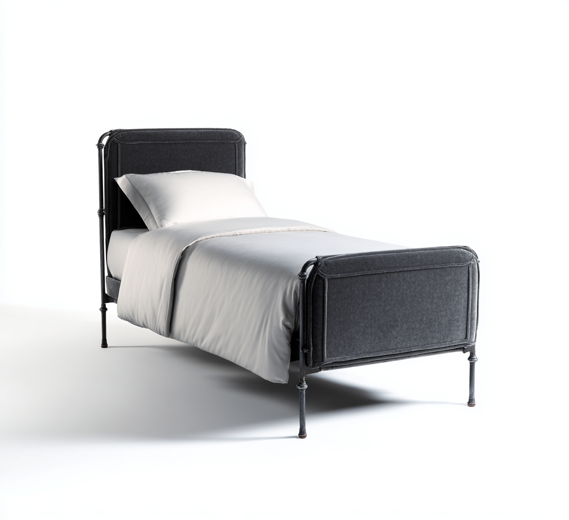 Cama individual metal-tela 200x100x95 cm gris diseño clásico-Javoraiahouse