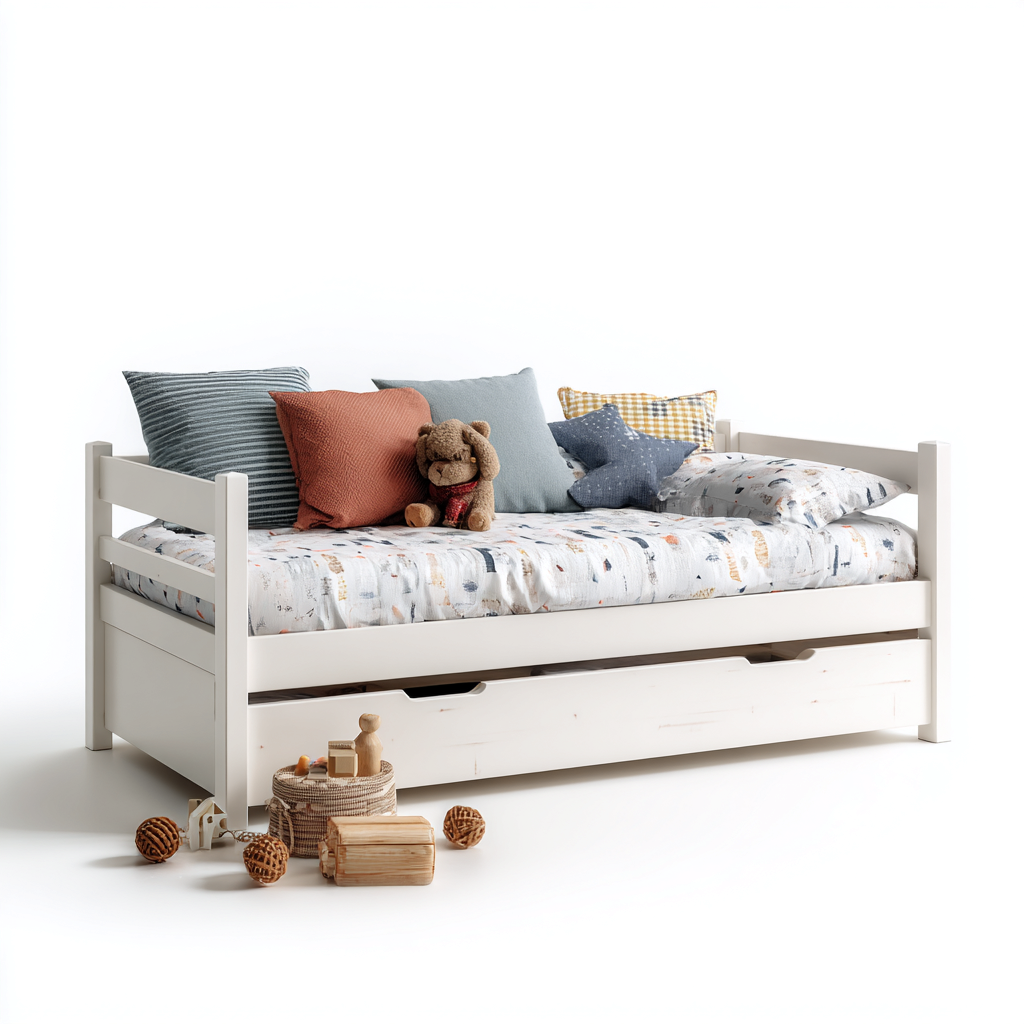 Sofás cama madera maciza con almacenaje 200x100x90 cm - blanco - diseño moderno para dormitorio-Javoraiahouse