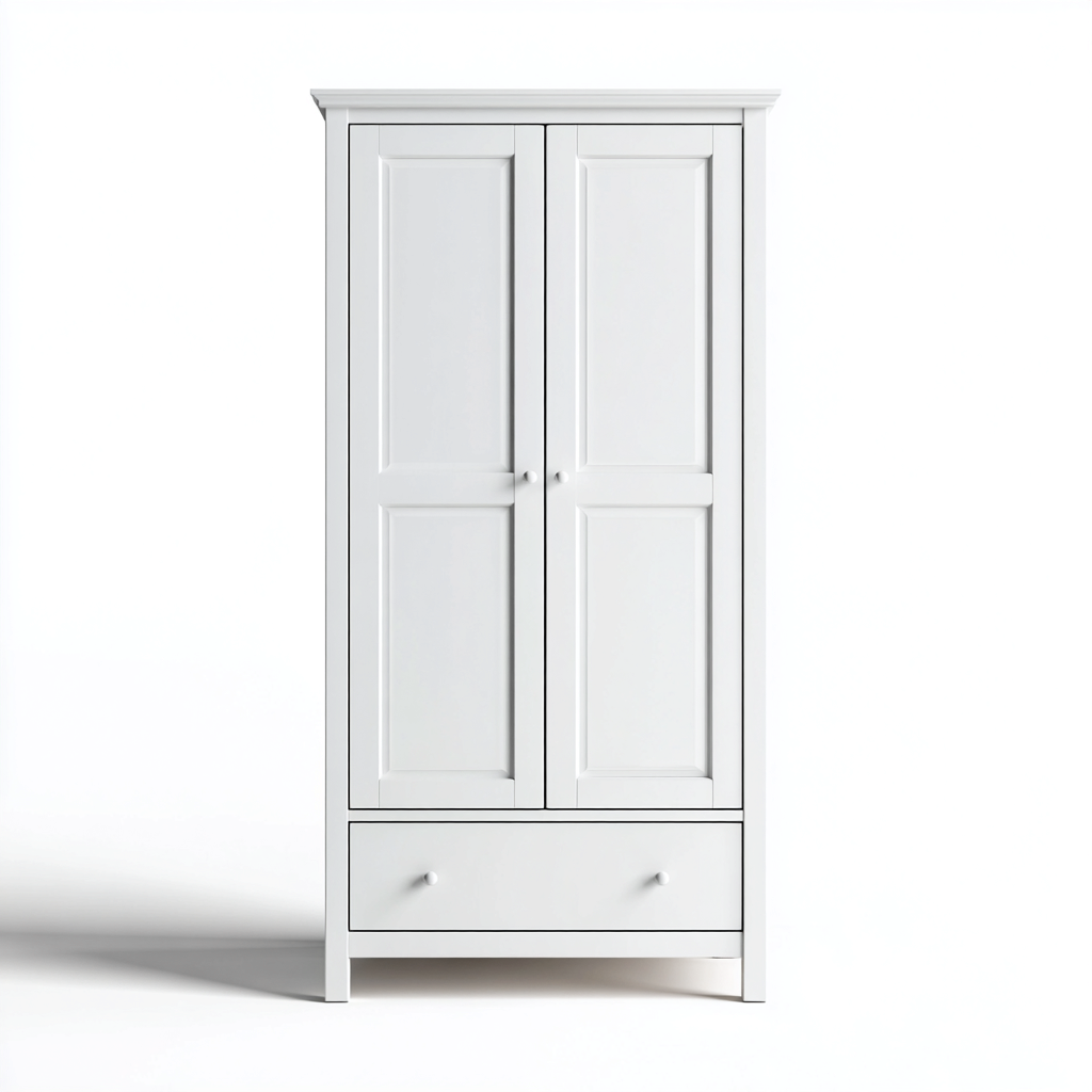 Armarios de madera diseño clásico 115x52x185 cm - blanco - con 2 puertas y 1 cajón-Javoraiahouse
