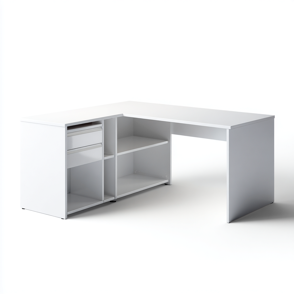 Mesas de oficina madera 150x140x75 cm - blanco - diseño moderno para oficina-Javoraiahouse