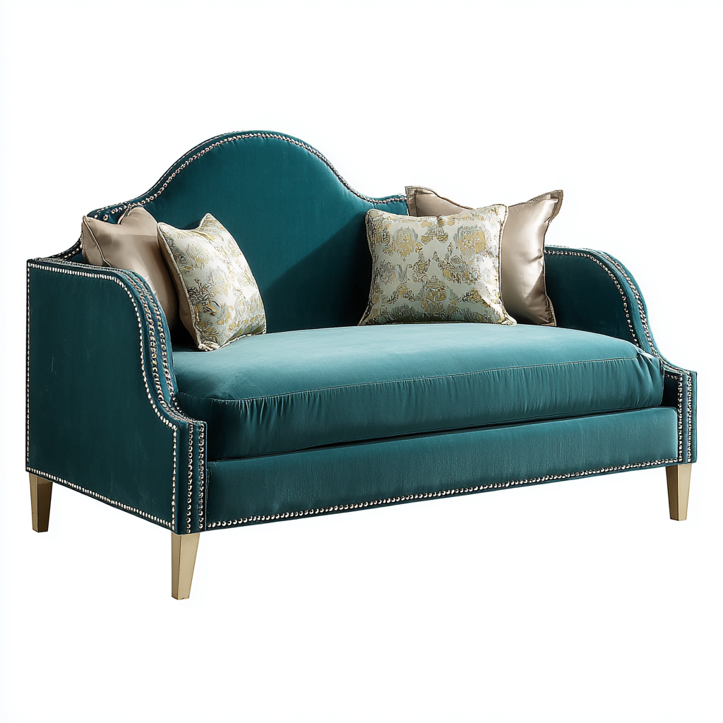 Sofás cama terciopelo 185x85x105 cm - verde azulado - diseño clásico para salón-Javoraiahouse