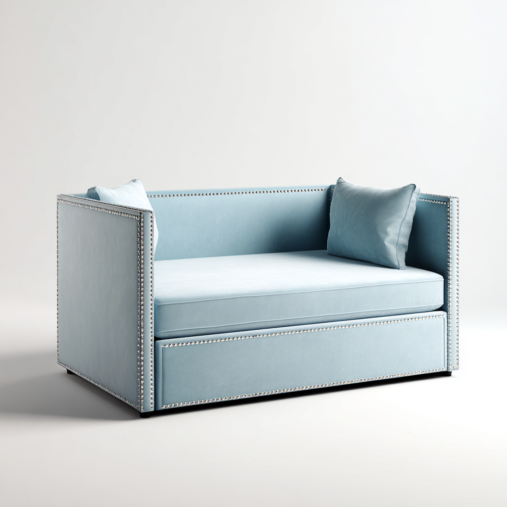 Sofás cama tapizado 195x90x85 cm - azul claro - diseño moderno-Javoraiahouse