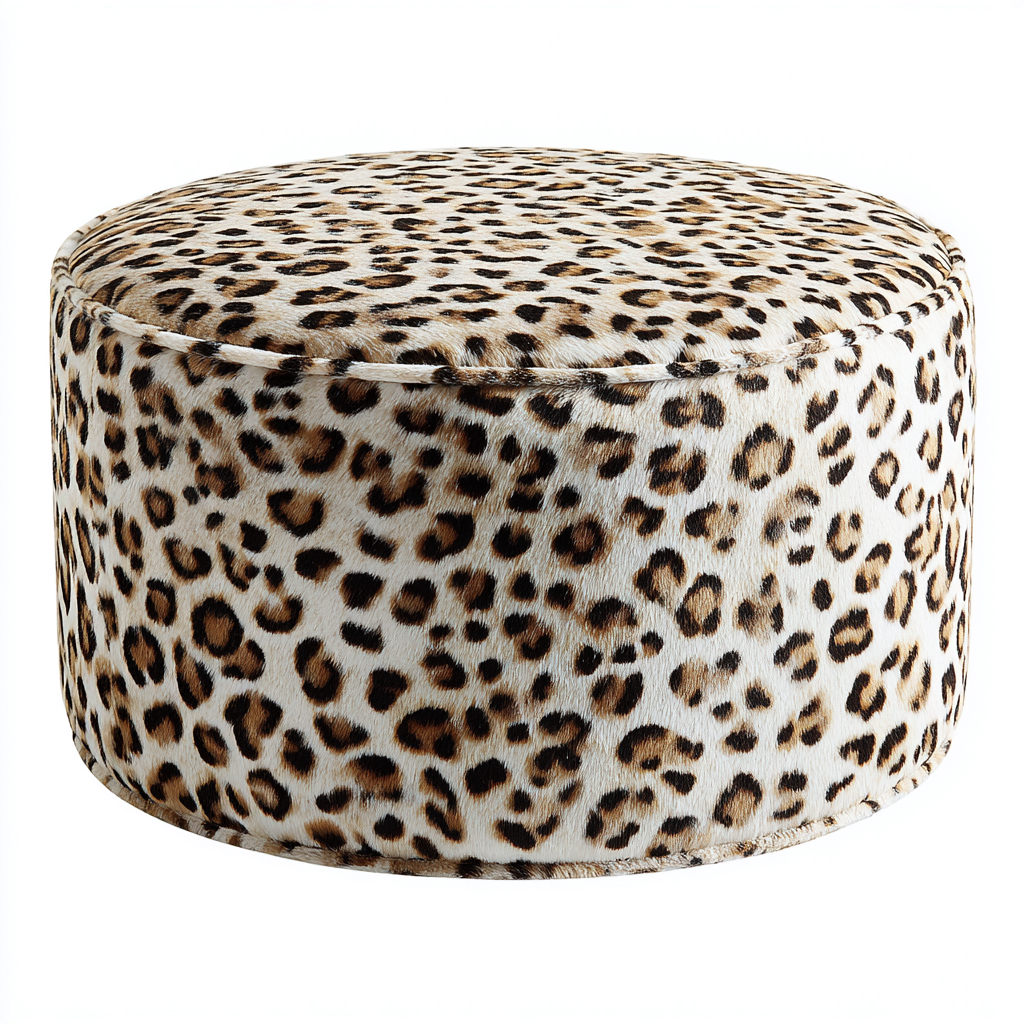 Reposapiés diseño redondo 55x55x40 cm - leopardo - estilo moderno-Javoraiahouse