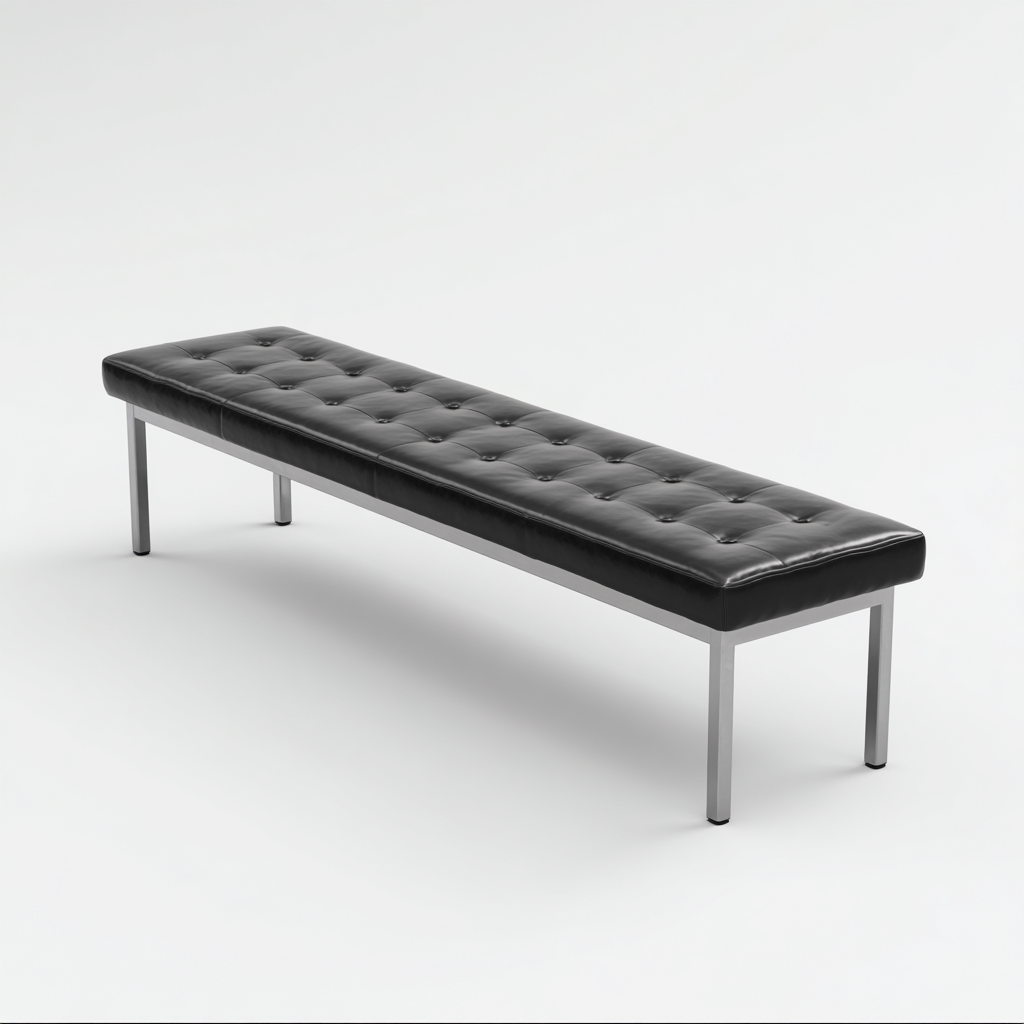 Banco de dormitorio cuero-metal 160x42x45 cm negro diseño moderno-Javoraiahouse
