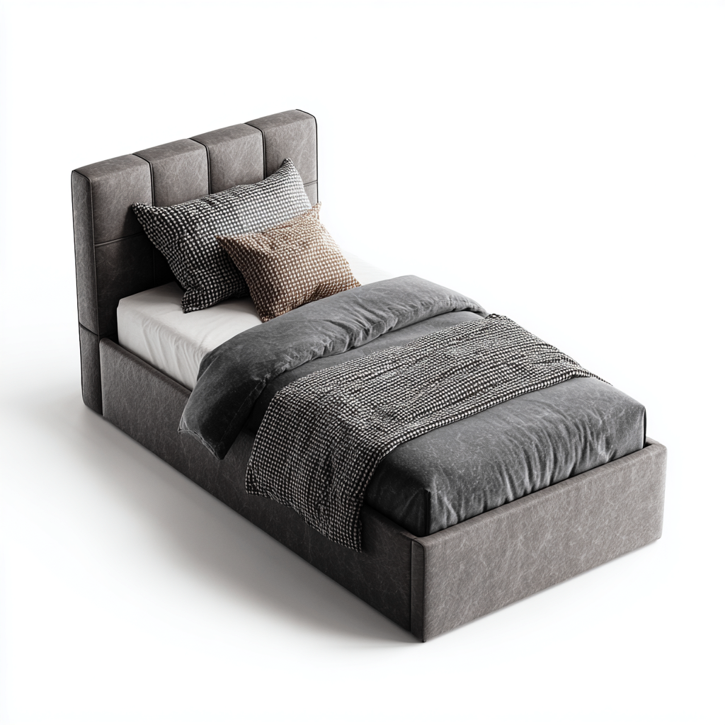 Camas individuales tapizada 200x100x100 cm - gris - diseño moderno-Javoraiahouse