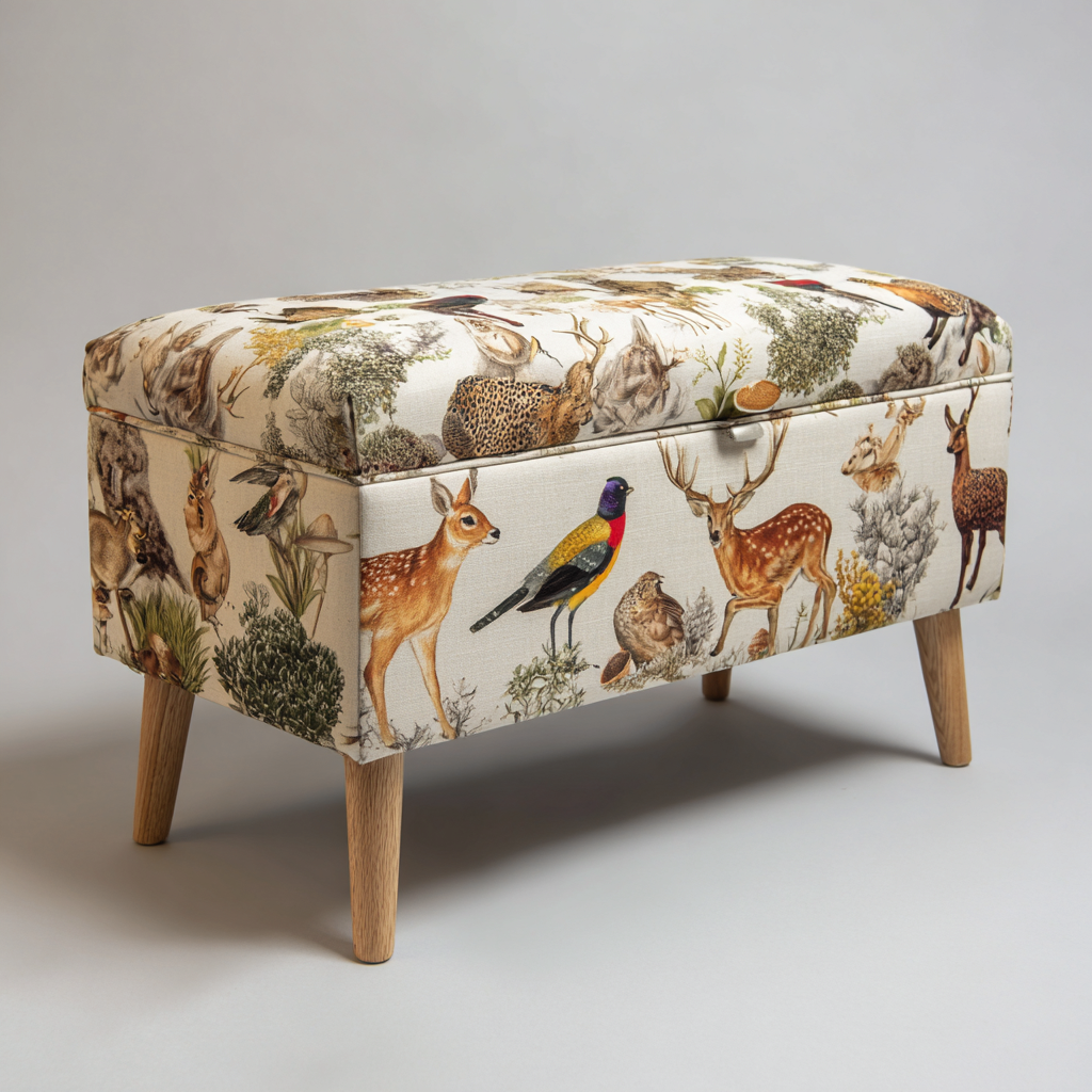 Bancos de dormitorio tapizado estampado 80x40x48 cm - multicolor - diseño decorativo-Javoraiahouse