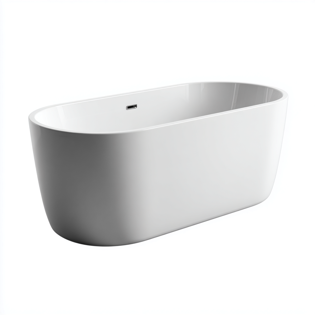 Bañera exenta acrílica 168x78x60 cm - blanca - diseño moderno rectangular redondeado-Javoraiahouse