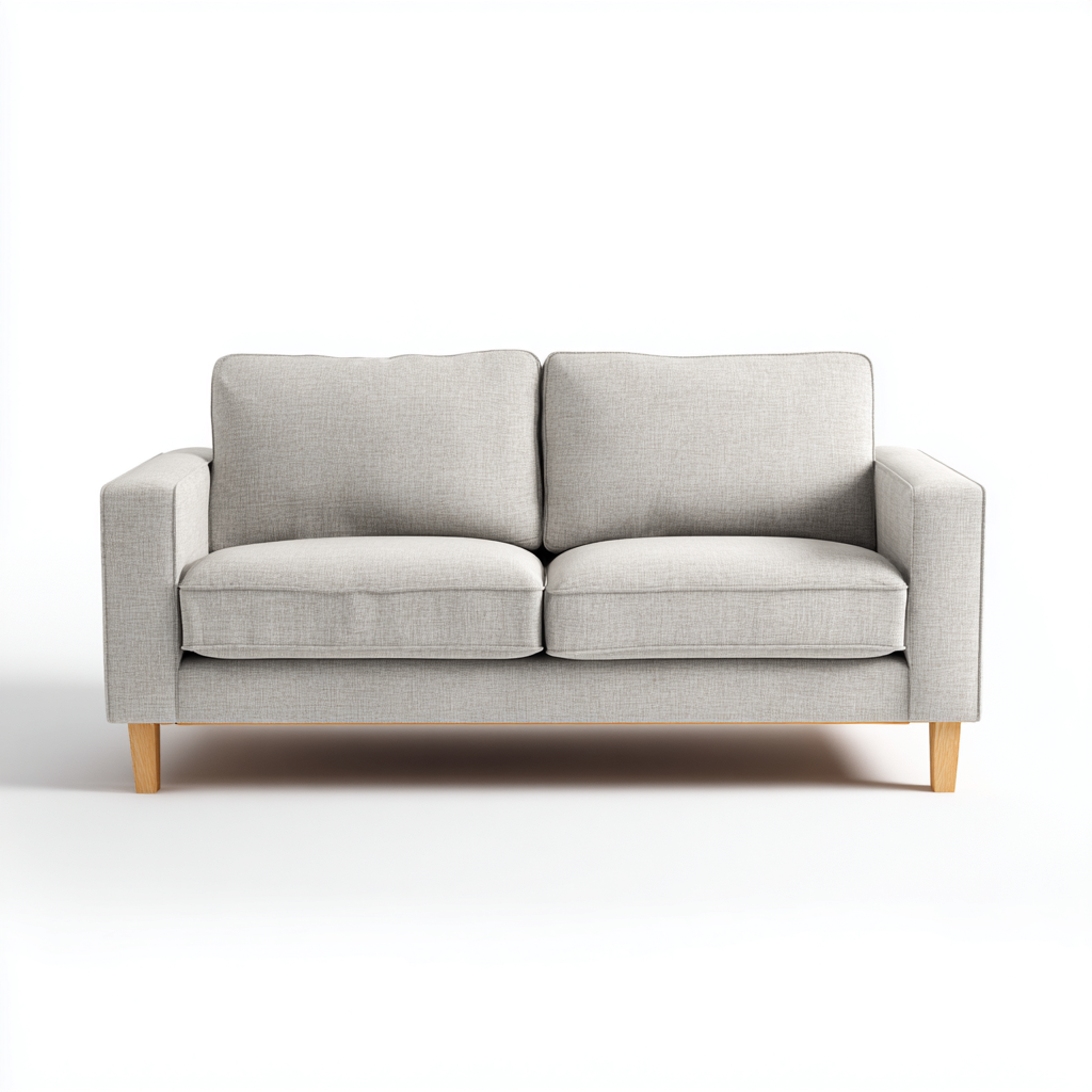 Sofás de 2 plazas tapizado en tela con patas de madera 178x88x85 cm - gris claro - diseño moderno para salón-Javoraiahouse