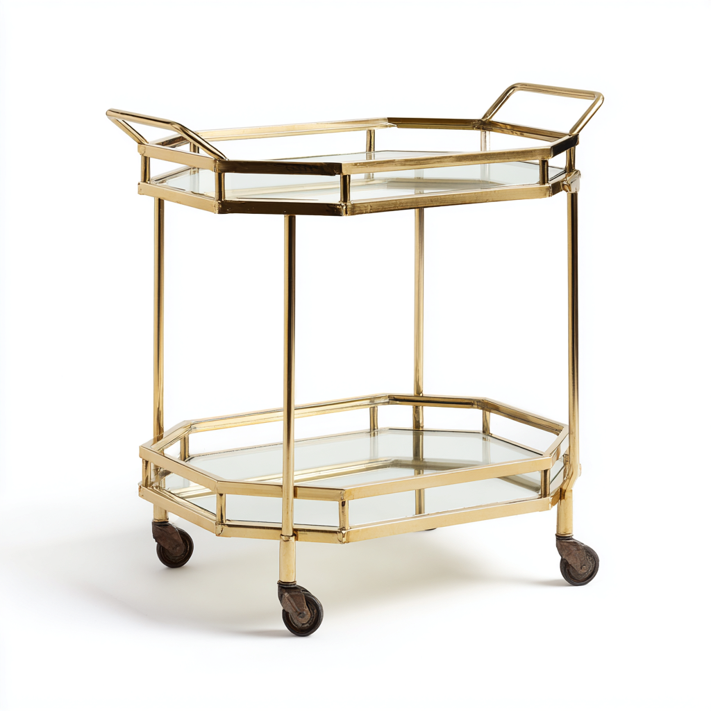 Carrito de cocina metal vidrio 70x45x86 cm transparente-dorado - para cocina - diseño moderno-Javoraiahouse