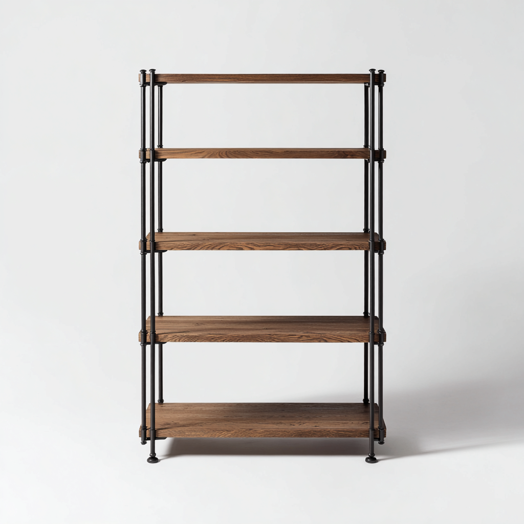 Estantería metal madera 80x35x165 cm - marrón-negro - estilo industrial-Javoraiahouse