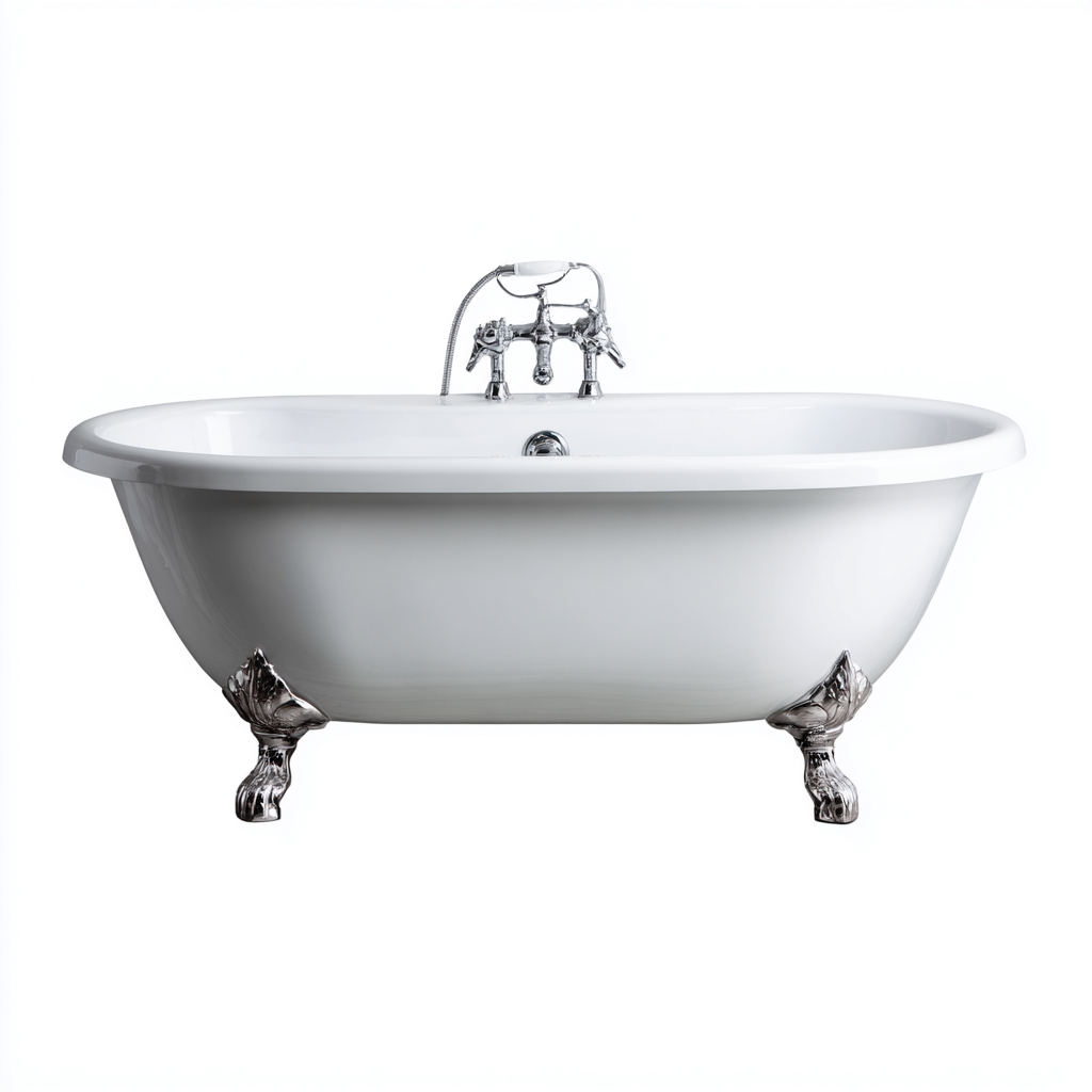 Bañera exenta acrílica 170x75x60 cm - blanca - diseño clásico con patas-Javoraiahouse