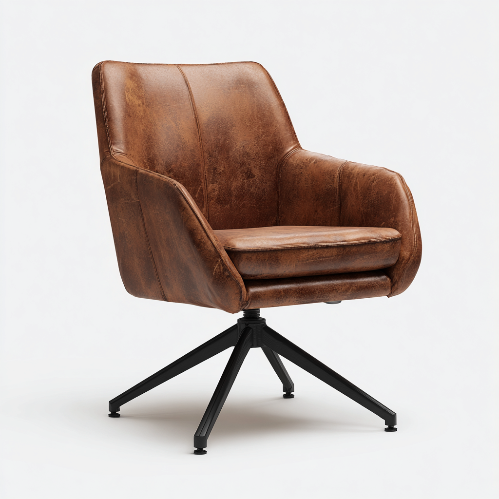 Sillas de oficina tapizado efecto cuero 62x60x85 cm - marrón - diseño vintage-Javoraiahouse