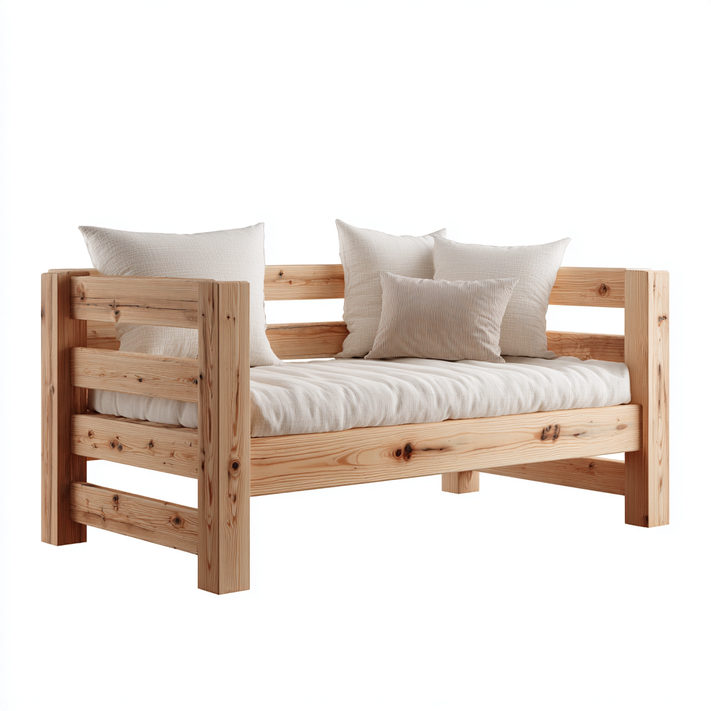Sofás cama madera maciza 200x90x85 cm - madera natural - diseño moderno para dormitorio-Javoraiahouse