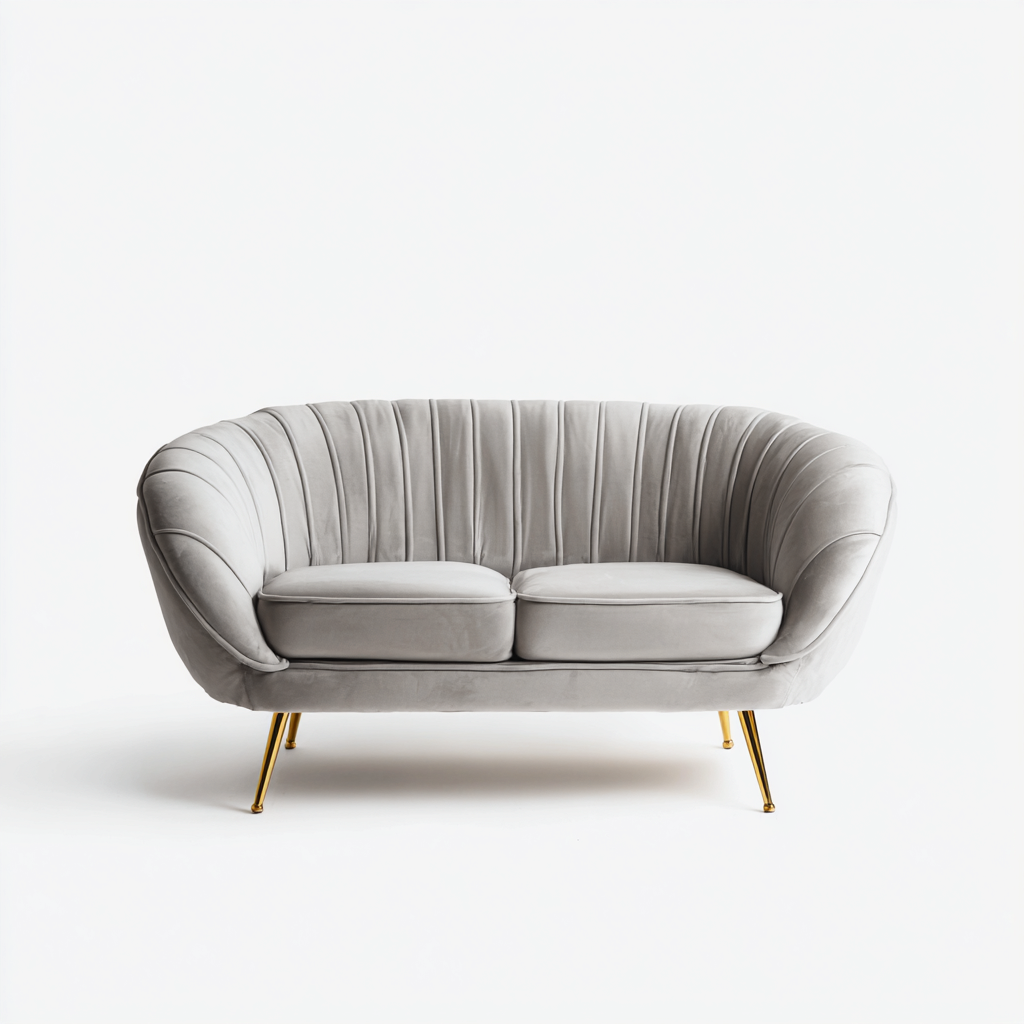 Sofás de 2 plazas terciopelo 150x80x82 cm - gris claro - diseño moderno para salón-Javoraiahouse
