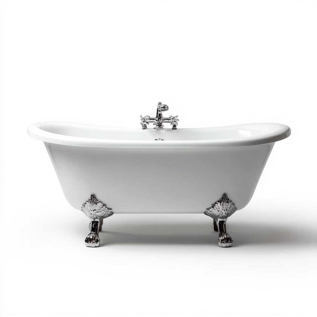 Bañera exenta acrílica 165x72x58 cm blanco cromado diseño vintage-Javoraiahouse