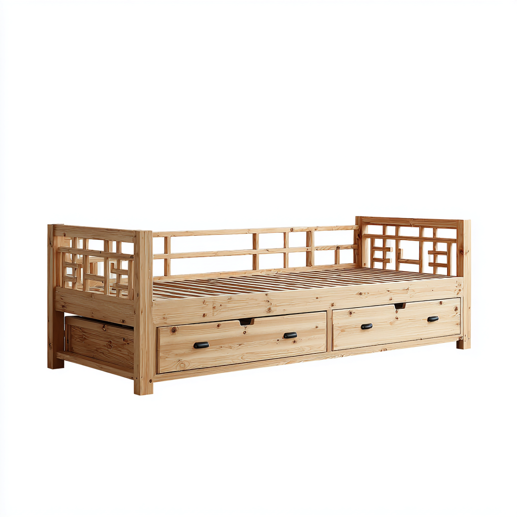 Sofás cama madera con almacenaje 200x95x90 cm - madera natural - diseño rústico-Javoraiahouse