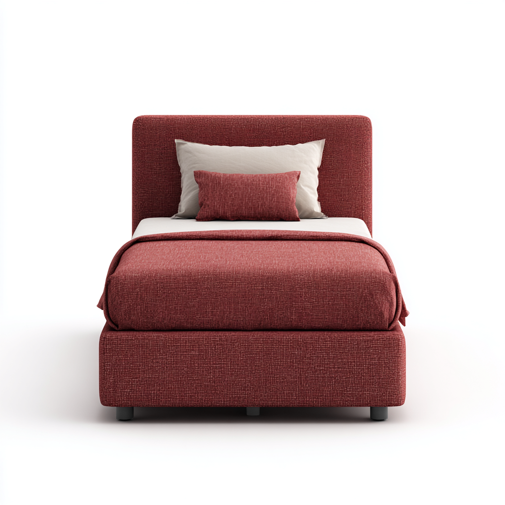Cama individual tela-madera 200x100x95 cm rojo diseño moderno-Javoraiahouse