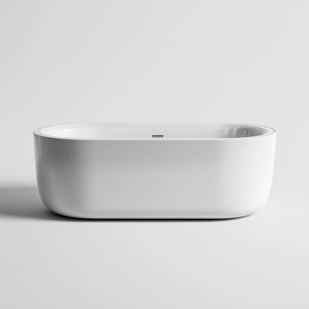 Bañera exenta acrílica 165x75x55 cm blanco para baño moderno - diseño minimalista-Javoraiahouse