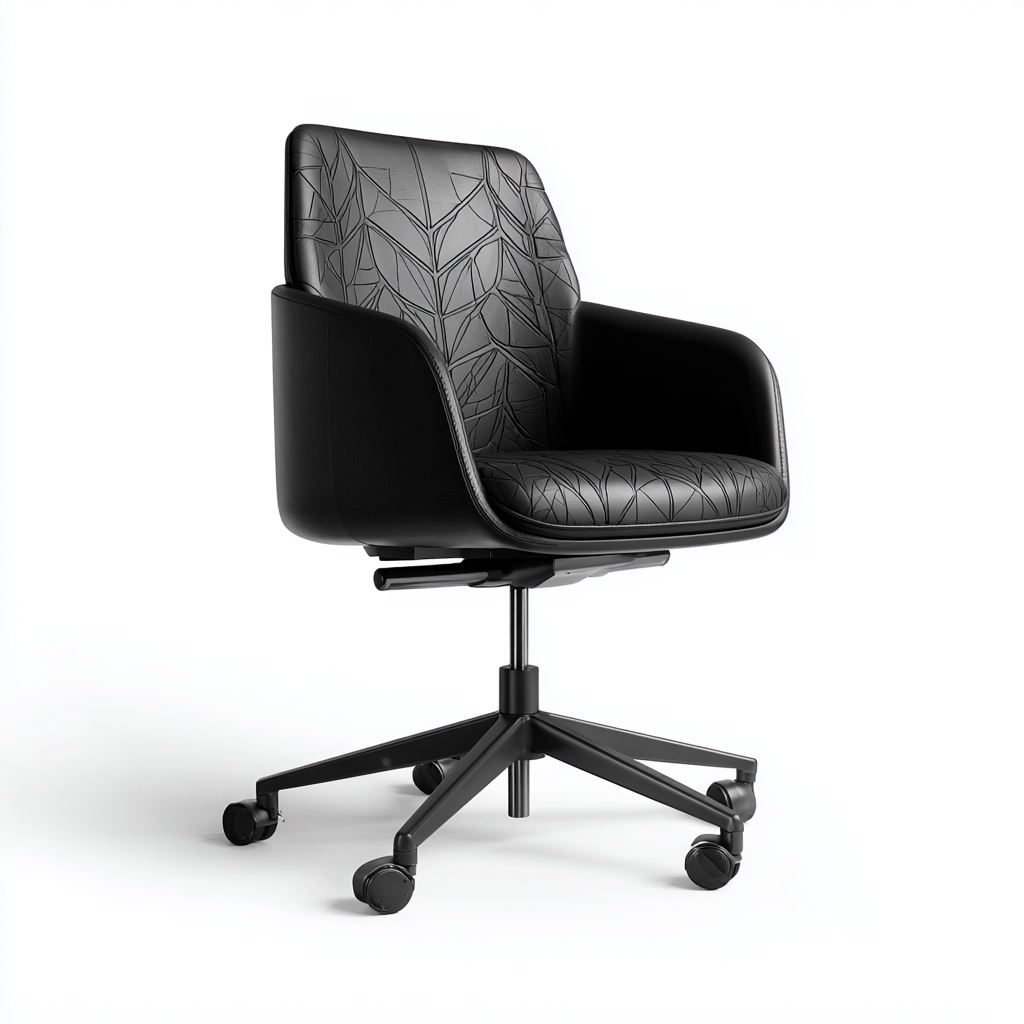 Silla de oficina piel asiento acolchado 60x60x90 cm negro - diseño moderno para oficina-Javoraiahouse