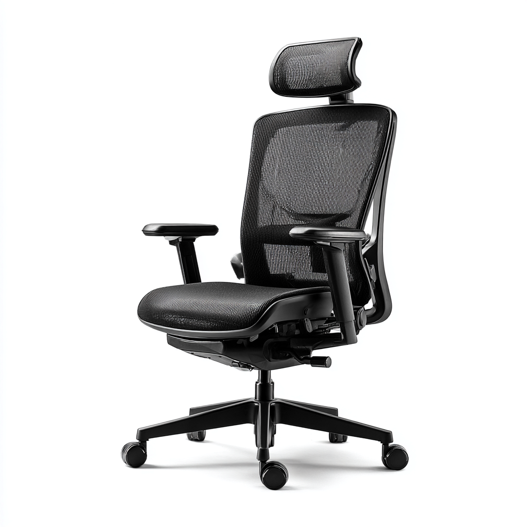Sillas de oficina ergonómica de malla con reposacabezas 70x70x120 cm negro - diseño ajustable-Javoraiahouse