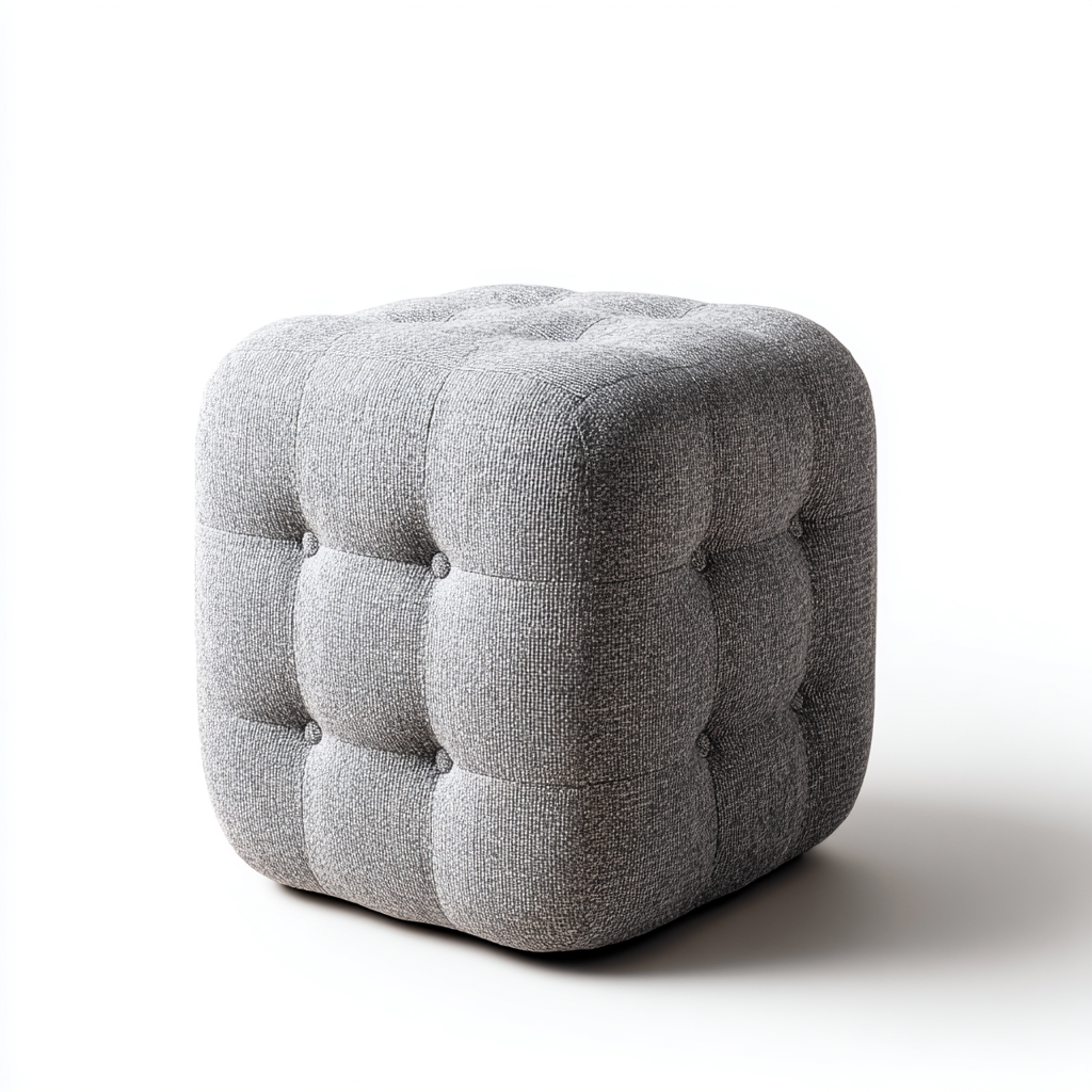 Reposapiés tapizado 45x45x45 cm gris diseño moderno-Javoraiahouse