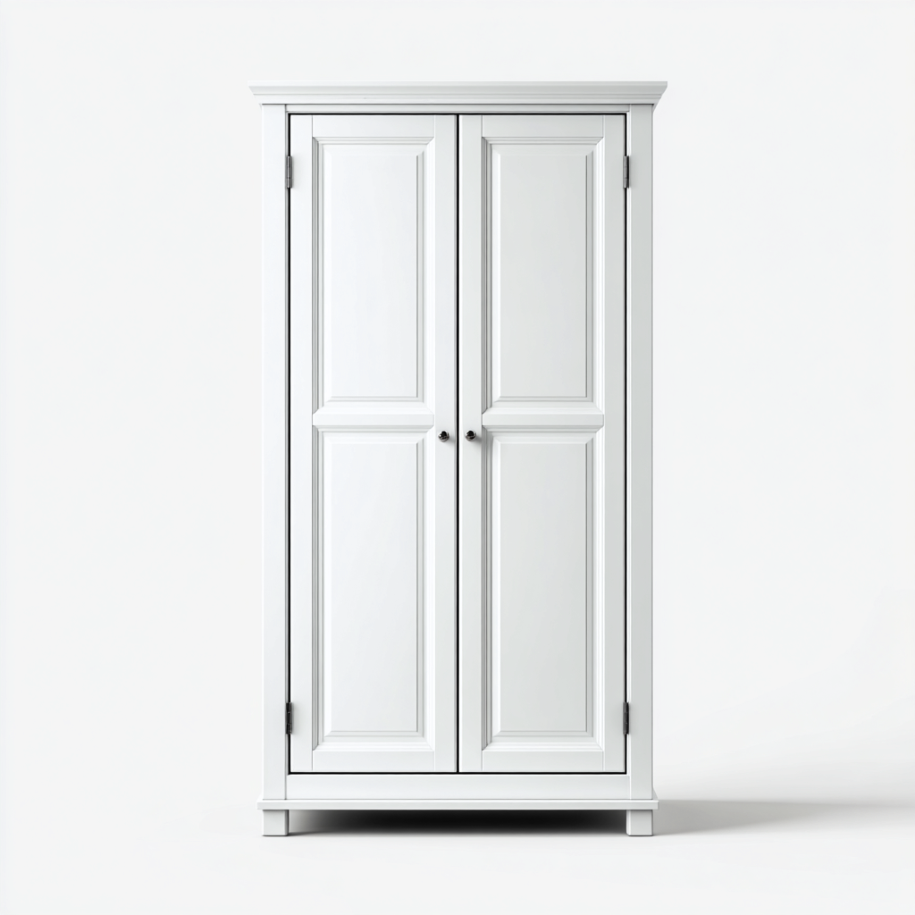 Armario madera 90x55x190 cm blanco - diseño clásico para dormitorio-Javoraiahouse