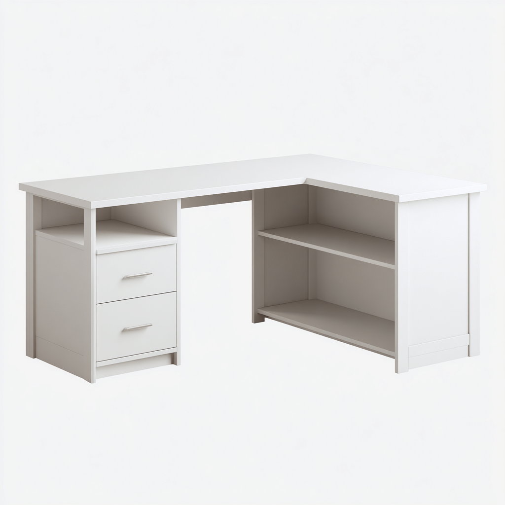 Mesas de oficina en forma L 150x120x75 cm - blanco - diseño funcional moderno-Javoraiahouse