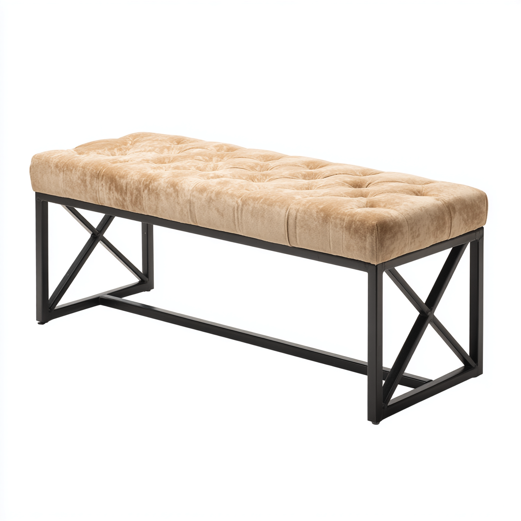 Bancos de dormitorio tapizado terciopelo 105x40x47 cm - beige - diseño moderno-Javoraiahouse