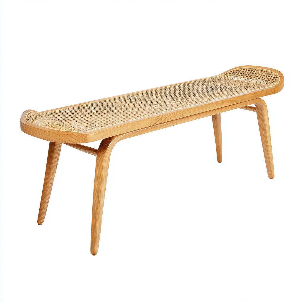 Banco de dormitorio madera asiento rejilla 110x38x45 cm madera natural - diseño clásico para dormitorio-Javoraiahouse