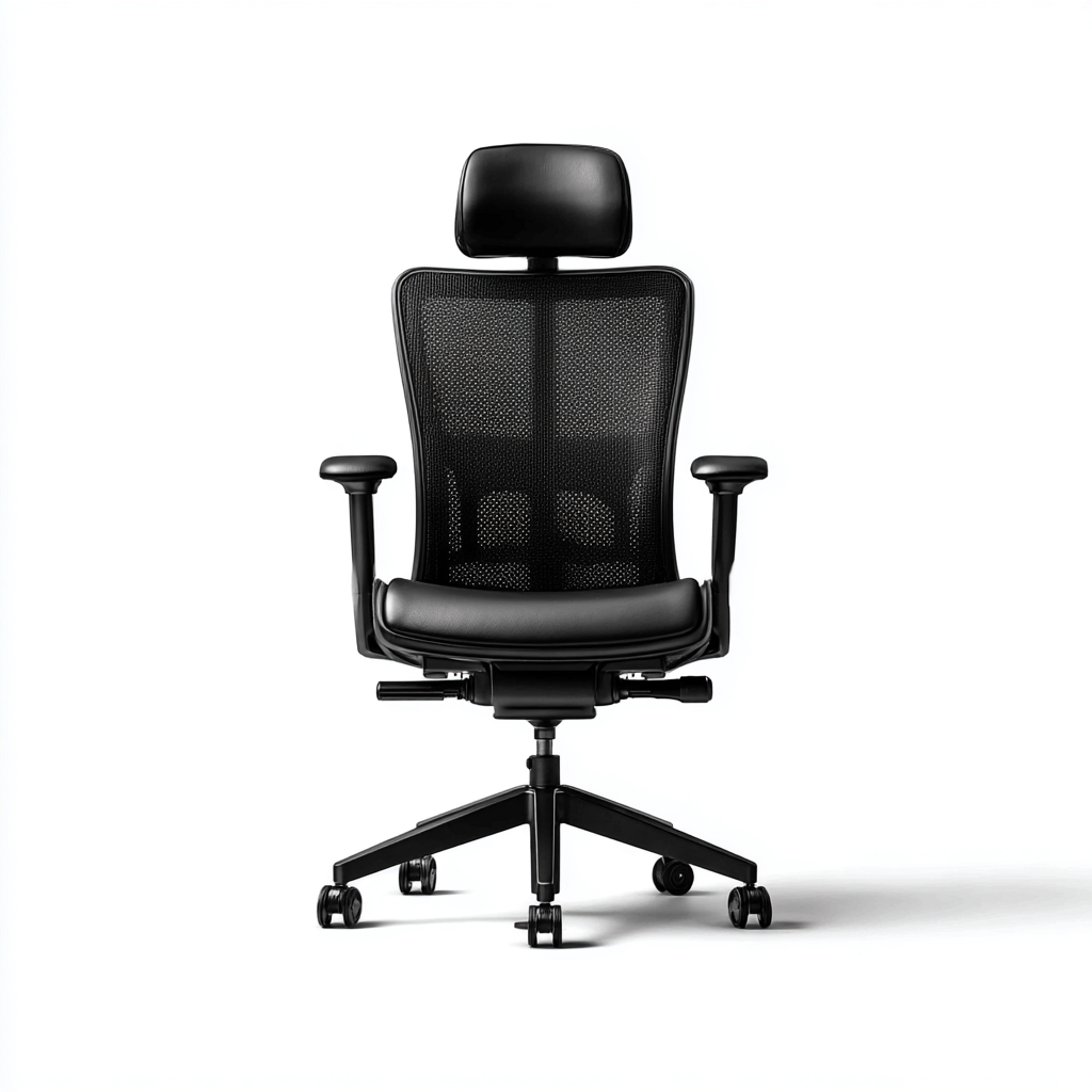 Silla de oficina malla reposacabezas asiento acolchado 65x65x120 cm negro - diseño ergonómico para oficina-Javoraiahouse
