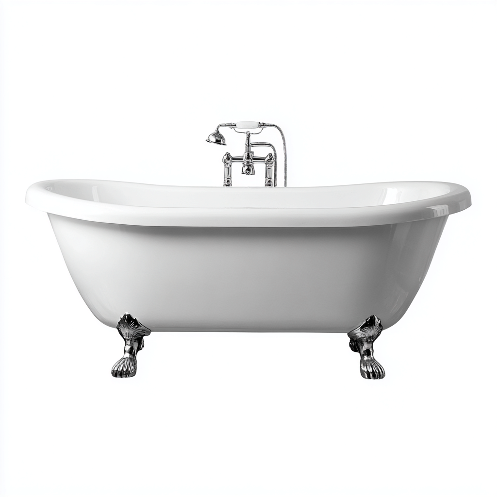 Bañera exenta con patas estilo vintage acrílica 170x75x60 cm blanco para baño clásico - diseño retro-Javoraiahouse