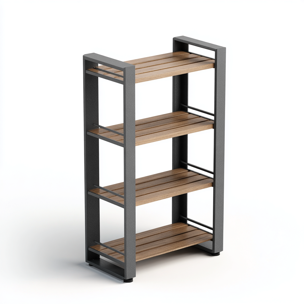 Estanterías de metal y madera 68x30x118 cm - madera natural-negro - diseño abierto moderno-Javoraiahouse