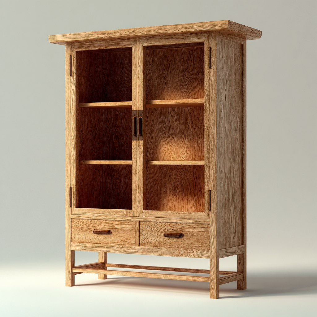 Estantería madera maciza 90x40x170 cm natural - con puertas correderas y almacenamiento - estilo nórdico-Javoraiahouse