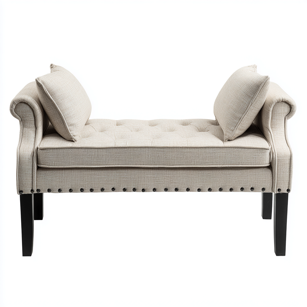 Bancos de dormitorio tapizado 120x45x60 cm beige - diseño clásico-Javoraiahouse