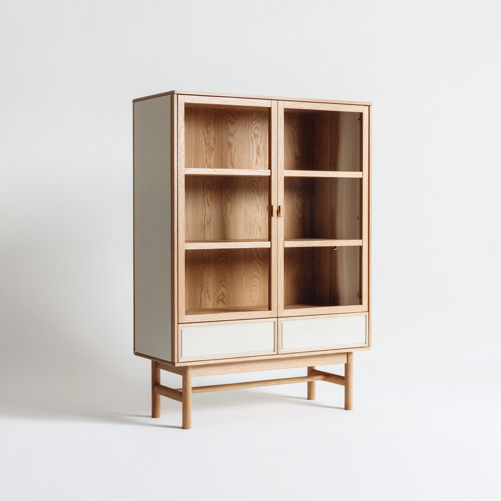 Armario de cocina madera 100x40x150 cm madera-blanco para cocina moderno - diseño elegante-Javoraiahouse